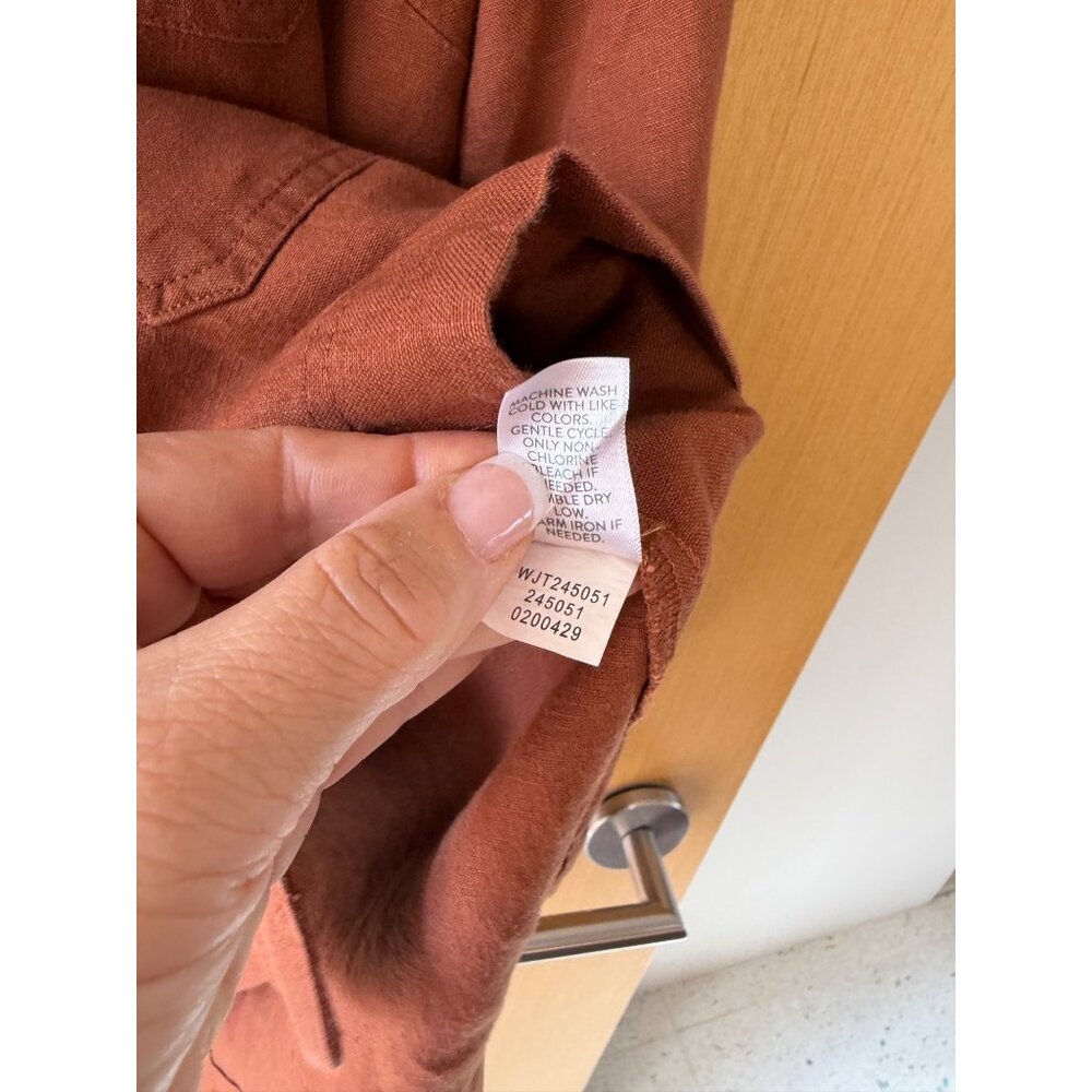 J. Jill Love Womens Size Medium Rust Brown Linen Light Jacket /Shacket Casual - Picture 7 of 7